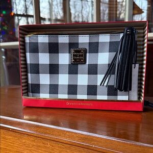 Dooney & Bourke Gingham Wristlet with Tassel